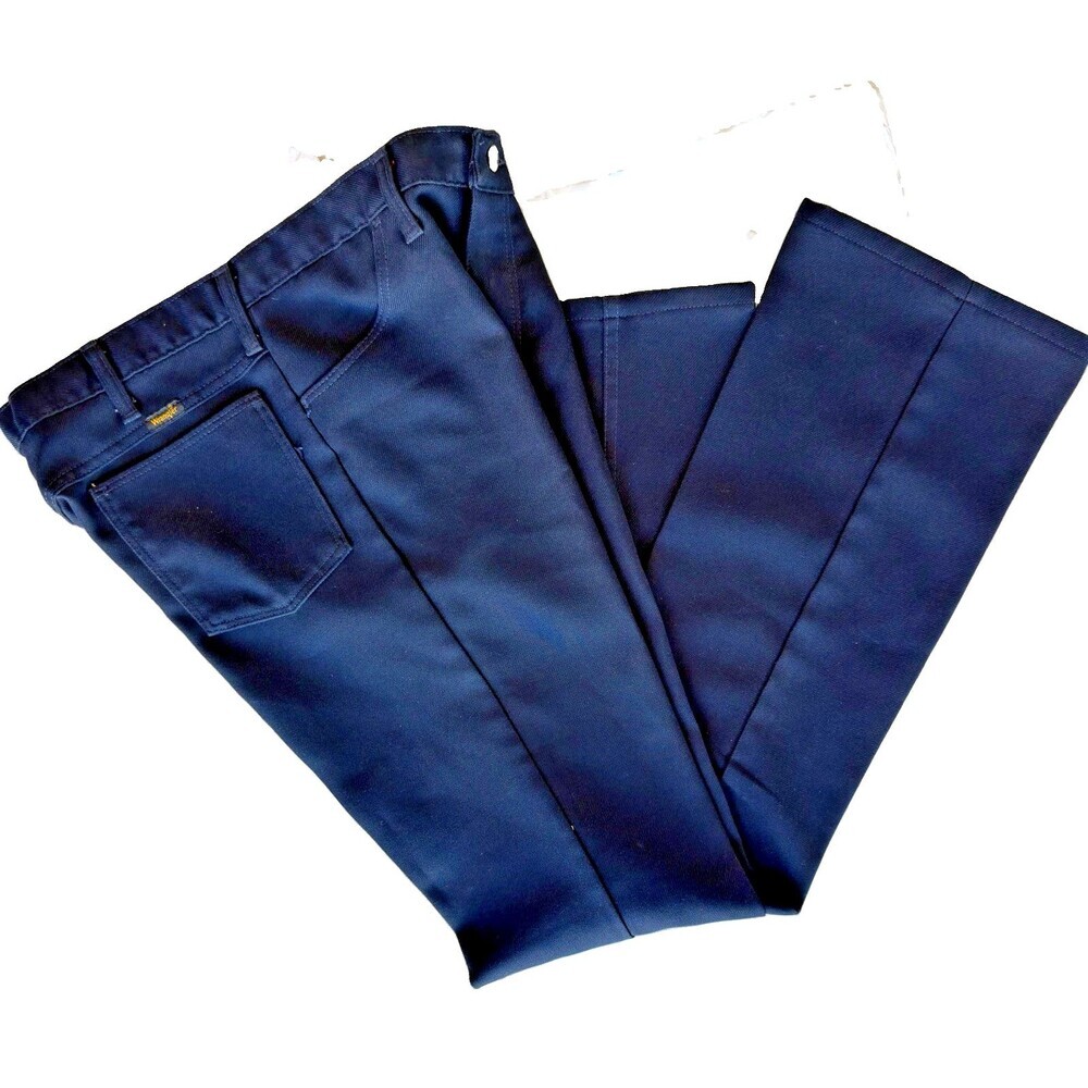 Vintage Wrangler Wrancher Western Dress Jeans Navy Blue USA Made 36x34 82NV
